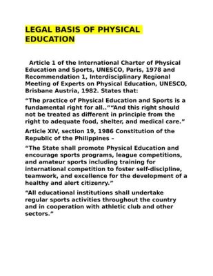 what are the legal basis of physical education